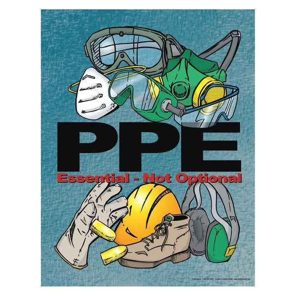 Safetyposter.Com Safety Poster, PPE Essential Not Optional, 22 in H x, 17 in W, Paper - P3034