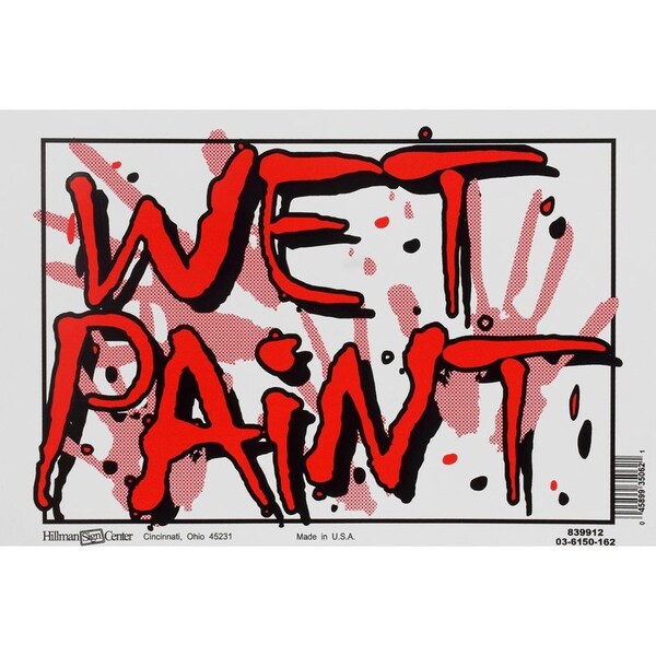 Hillman Wet Paint, 12 in W x 8 in H, Plastic - 844682