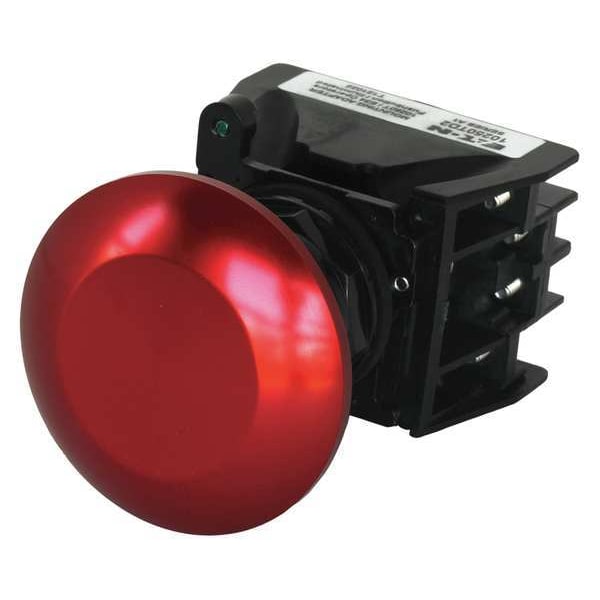 Botón pulsador para ubicaciones peligrosas de Eaton con contactos, 30 mm, 2 NC, 2 NO, rojo - E34EX713R