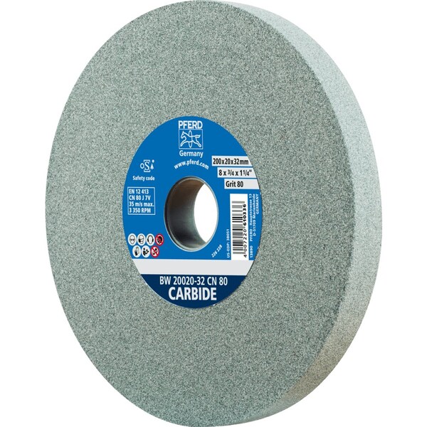Pferd PFERD Vitrified Bench Wheel, CARBIDE, 8in x 3/4 x 2, 80 Grit, Silicon Carbide - 61692