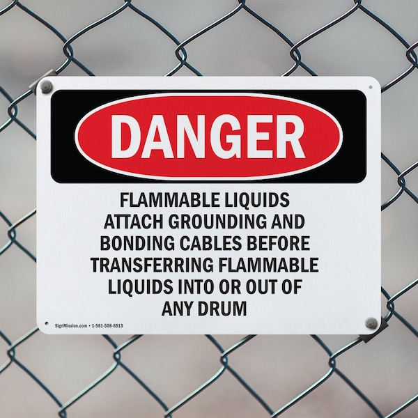 Signmission Flammable Liquids Attach Grounding And Bonding Danger Sign, Aluminum, 10in W x 7in L, 2PK - OS-2PACK-DS-A-710-L-2348