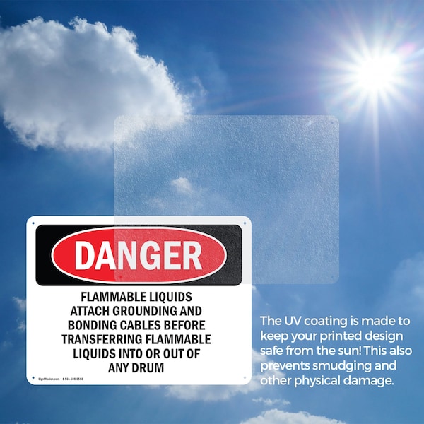 Signmission Flammable Liquids Attach Grounding And Bonding Danger Sign, Aluminum, 10in W x 7in L, 2PK - OS-2PACK-DS-A-710-L-2348