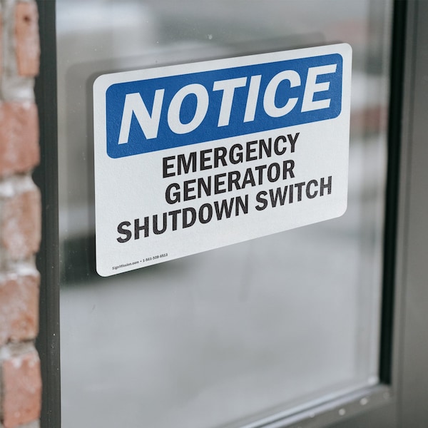 Signmission Generator Emergency Shutdown Switch, 5 in W x Rectangle, Vinyl Decal - OS-2PACK-NS-D-35-L-13096
