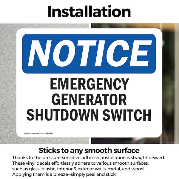 Signmission Generator Emergency Shutdown Switch, 5 in W x Rectangle, Vinyl Decal - OS-2PACK-NS-D-35-L-13096