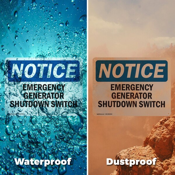 Signmission Generator Emergency Shutdown Switch, 5 in W x Rectangle, Vinyl Decal - OS-2PACK-NS-D-35-L-13096