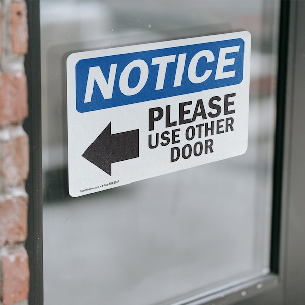 Signmission Please Use Other Door Sign With Symbol, 5 in W x Rectangle, Vinyl Decal - OS-2PACK-NS-D-35-L-16362
