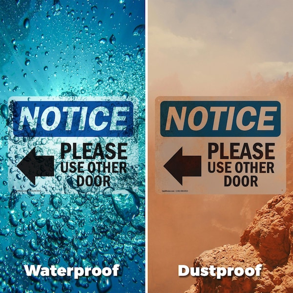 Signmission Please Use Other Door Sign With Symbol, 5 in W x Rectangle, Vinyl Decal - OS-2PACK-NS-D-35-L-16362