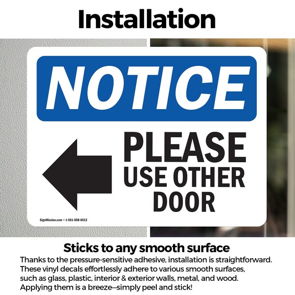 Signmission Please Use Other Door Sign With Symbol, 5 in W x Rectangle, Vinyl Decal - OS-2PACK-NS-D-35-L-16362