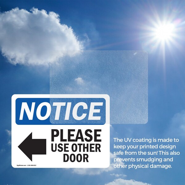 Signmission Please Use Other Door Sign With Symbol, 5 in W x Rectangle, Vinyl Decal - OS-2PACK-NS-D-35-L-16362