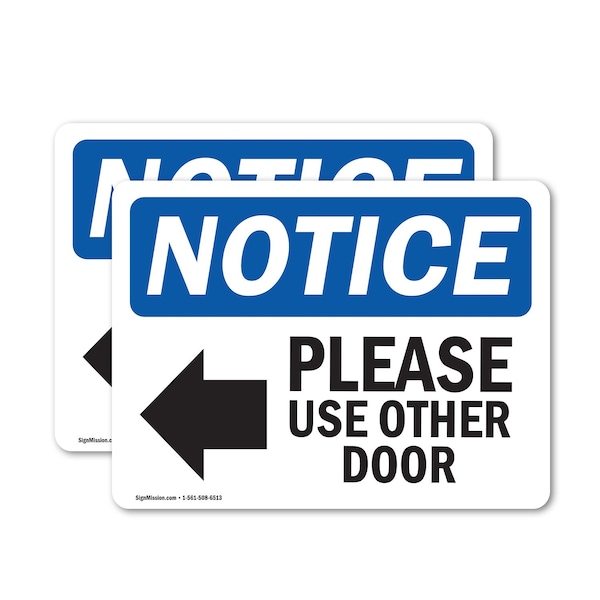 Signmission Please Use Other Door Sign With Symbol, 5 in W x Rectangle, Vinyl Decal - OS-2PACK-NS-D-35-L-16362