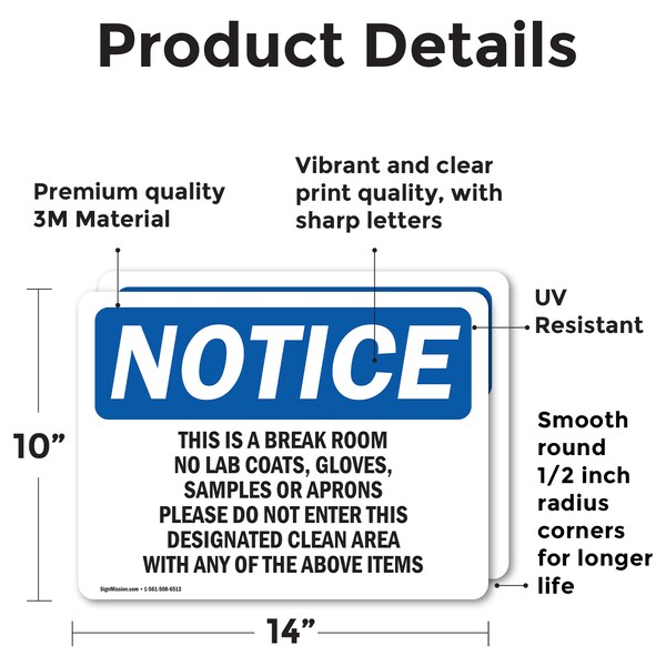 Signmission 10 in Height, 14 in Width, Vinyl Decal, Rectangle - OS-2PACK-NS-D-1014-L-18621
