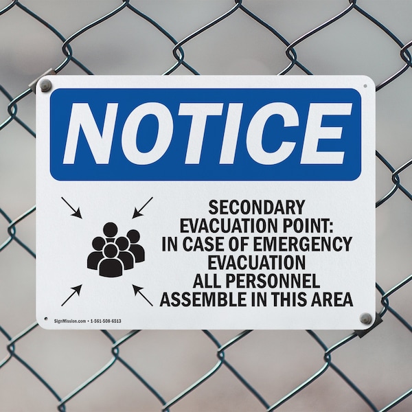 Signmission Secondary Evacuation Point, 14 in W x Rectangle, Plastic - OS-2PACK-NS-P-1014-L-18264