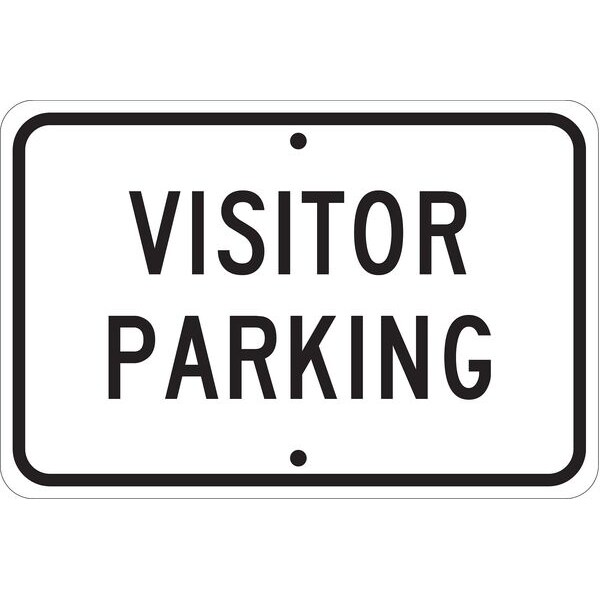 Brady Visitor Parking Sign, 18" W, 12" H, English, Fiberglass, Black, White - 75226