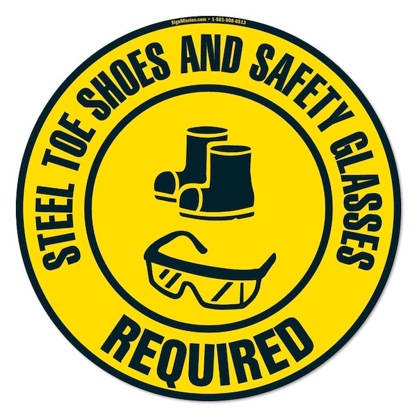 Signmission Steel Toe Shoes And Safety Glasses 16in Non-Slip Floor Marker, 16" x 16", FD-2-C-16-99885 - FD-2-C-16-99885