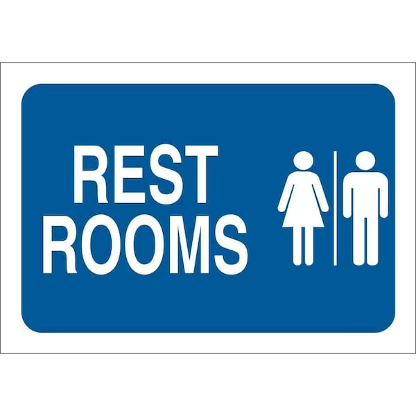 Brady Facility Sign, Restrooms, 7" W x 10" H, Rectangle, Aluminum, 47691 - 47691
