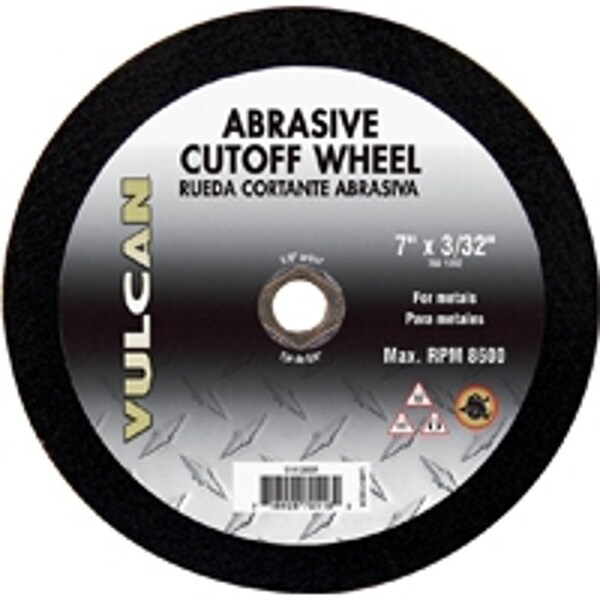 Vulcan Type 1 Cut-Off Wheel, 7 in Dia, 3/32 in Thick, 5/8 in Arbor, Premium, Aluminum Oxide Abrasive - 914130OR