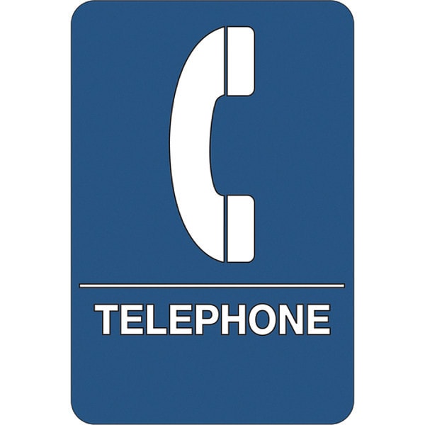 Partners Brand Telephone, ADA Compliant, Plastic Sign, 9"x6", 6 in Inside Lg, 9 in Inside W, 10 in Inside H - SN108