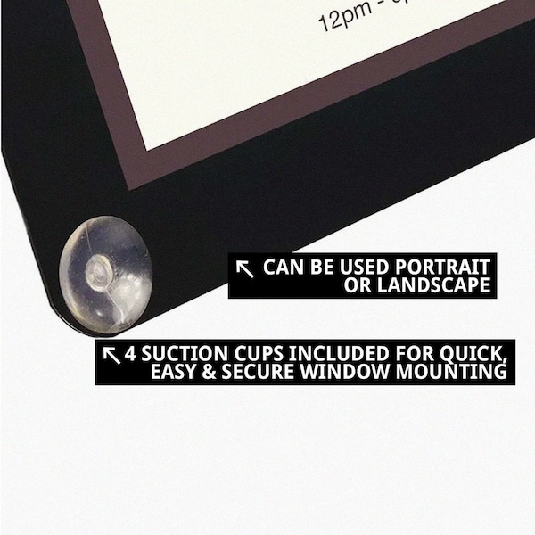 Azar Displays Black Window Sign Holder Frame with Suction Cups 22in x 28in - 106699-BLK