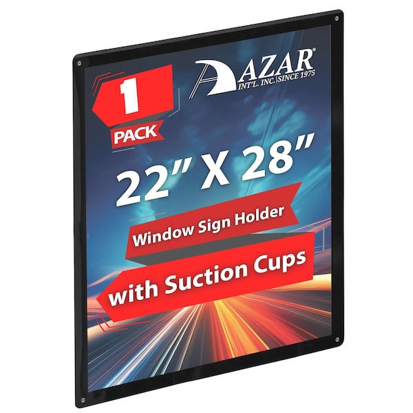 Azar Displays Black Window Sign Holder Frame with Suction Cups 22in x 28in - 106699-BLK