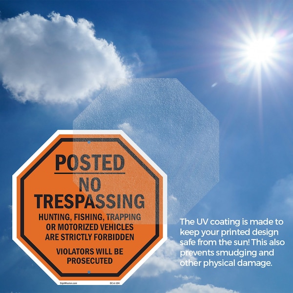 Signmission Posted No Trespassing Hunting, Fish, 10 Inch X 10 Inch, Aluminum Metal Signs - OC-A-10-104