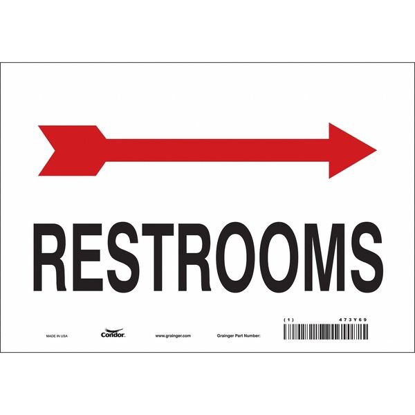 Condor RESTROOMS, 10 in W x 7 in H, Vertical Rectangle, Vinyl, 473Y69 - 473Y69