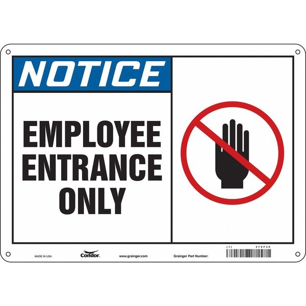 Condor Safety Sign, 10 in Height, 14 in Width, Aluminum, Horizontal Rectangle, English, 472F30 - 472F30