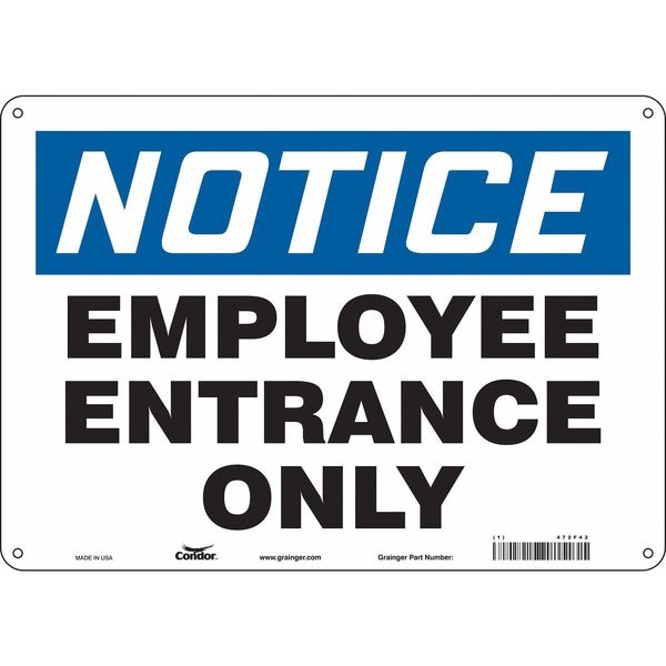 Condor Safety Sign, 10 in Height, 14 in Width, Aluminum, Horizontal Rectangle, English, 472F42 - 472F42