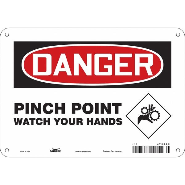 Condor Safety Sign, 7 in Height, 10 in Width, Polyethylene, Vertical Rectangle, English, 475D05 - 475D05