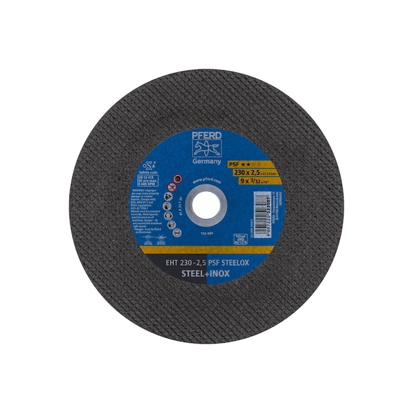 Pferd Type 1, 9 in Dia, 3/32 in Thick, 7/8 in Arbor Hole Size, Aluminum Oxide A, 24 Grit - 63567