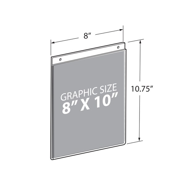 Azar Displays 8"W x 10"H Wall U-Frame w/ Holes, PK10 - 162718