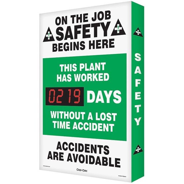 Accuform Electronic Safety Scoreboard, 28 in H x, 20 in W, Aluminum - SCK113