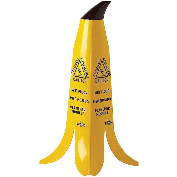 Banana Cone Caution Sign, Wet Floor, Banana Peel Cone, Plastic, 2 ft Height - CONE24