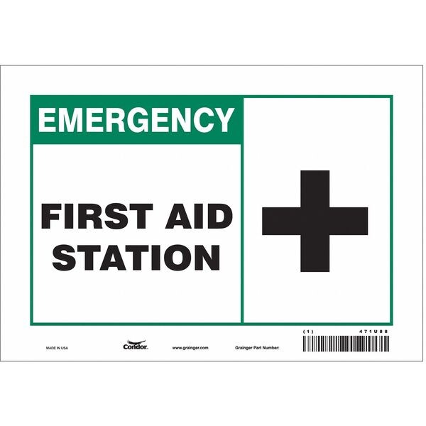 Condor First Aid Station, 10 in W x 7 in H, Vertical Rectangle, Vinyl, 471U88 - 471U88