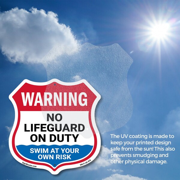 Signmission Warning No Lifeguard On Duty, 12 Inch X 12 Inch, Plastic Sign - SHI-P-12-479