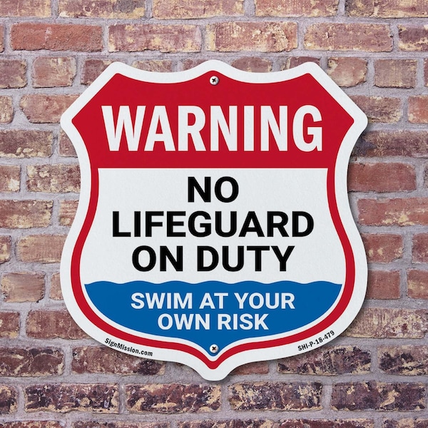 Signmission Warning No Lifeguard On Duty, 12 Inch X 12 Inch, Plastic Sign - SHI-P-12-479