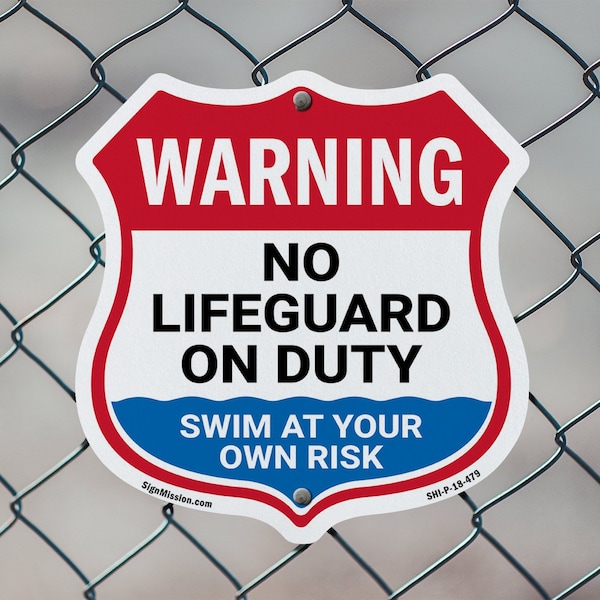 Signmission Warning No Lifeguard On Duty, 12 Inch X 12 Inch, Plastic Sign - SHI-P-12-479
