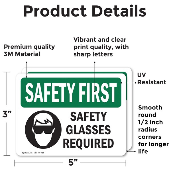 Signmission 3.5 in Height, 5 in Width, Vinyl Decal, Rectangle - OS-2PACK-SF-D-35-L-10935