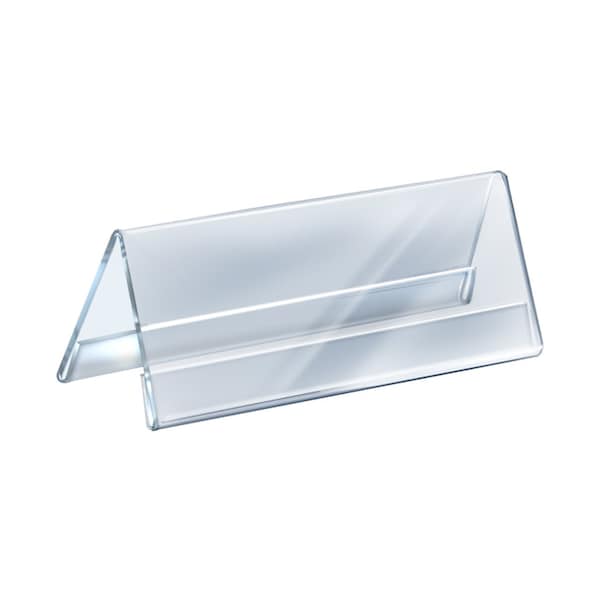 Azar Displays 2-Sided Tent Style Clear Sign Holder and Nameplate, 11" W x 4.25" H, 10-Pack - 192810
