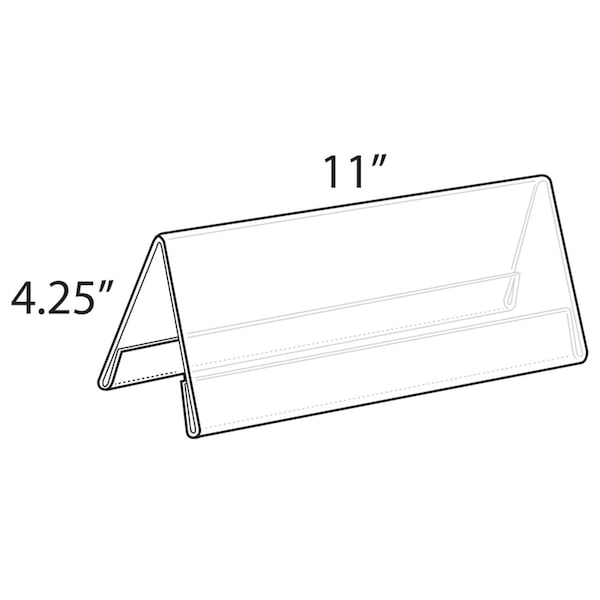 Azar Displays 2-Sided Tent Style Clear Sign Holder and Nameplate, 11" W x 4.25" H, 10-Pack - 192810