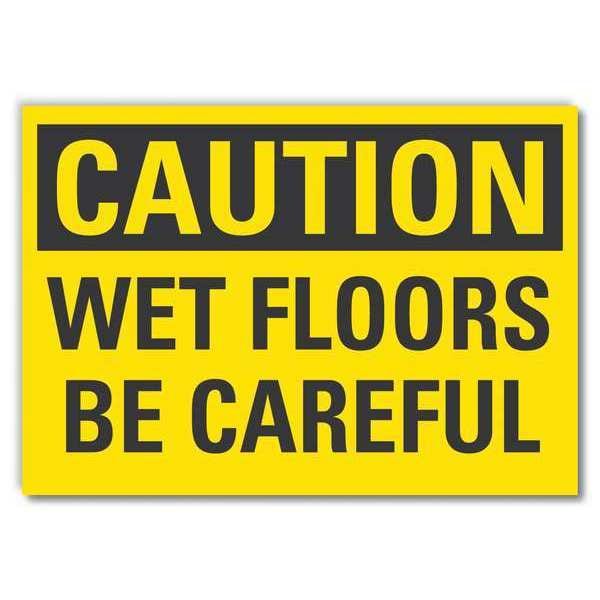 Lyle Wet Floor Caution Reflective Label, 3 1/2 in H, 5 in W, , English, LCU3-0278-RD_5x3.5 - LCU3-0278-RD_5X3.5