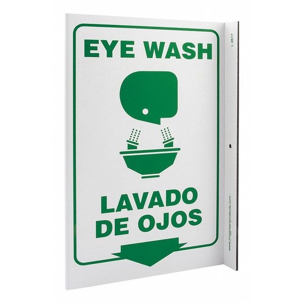 Zing Eye Wash/Lavado De Ojos, 8" W x 11" H, L-Shaped, Plastic - 2617