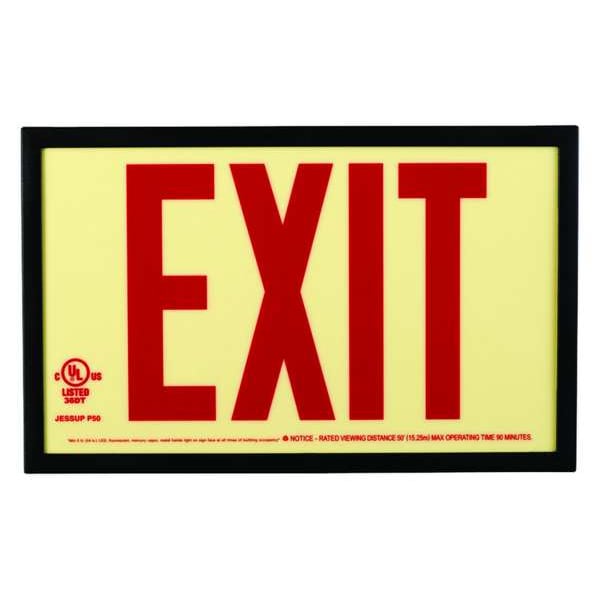 Jessup Glo Brite Photoluminescent Exit Sign P50, Glow w/Rd - 7210