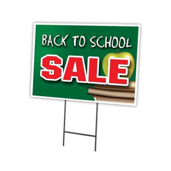Signmission Back To School Sale Yard & Stake outdoor plastic coroplast window, C-1216-DS-Back To School Sale - C-1216-DS-BACK TO SCHOOL SALE