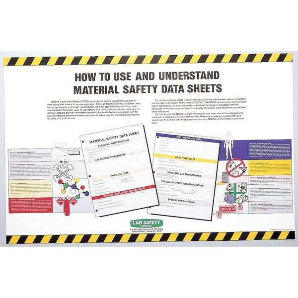 Hazard Communication Right To Know Poster, How to Use and Understand Material Safety Data Sheets, 23 1/2 in H x, 37 in W - 10699