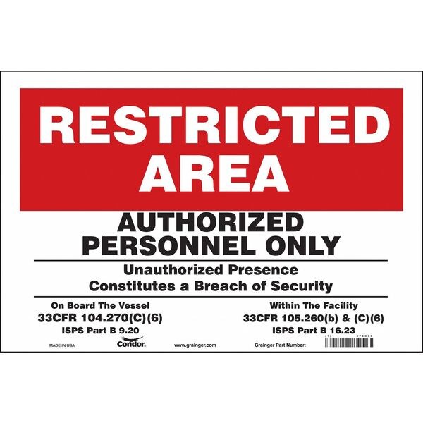 Condor Safety Sign, 12 in H, 18 in W, Vinyl, Horizontal Rectangle, English, 472X82 - 472X82