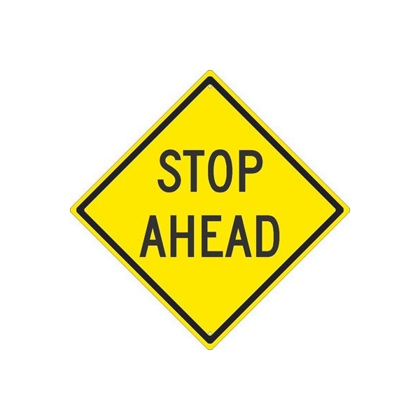 Nmc Stop Ahead Sign, 24" W, 24" H, Aluminum - TM215J