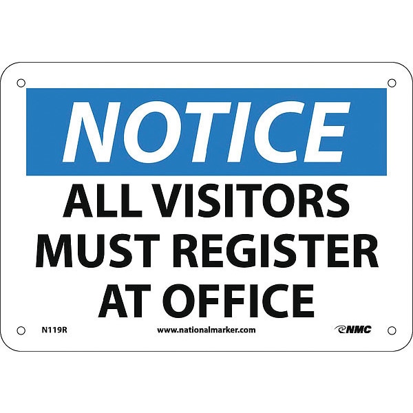 Nmc Notice All Visitors Must Register At Office Sign, N119R - N119R