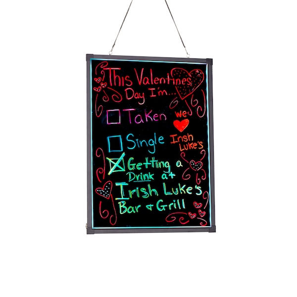 Alpine Industries LED Illuminated Hanging Message Writing Board 24" x 32" - 495-04