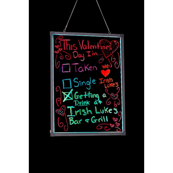 Alpine Industries LED Illuminated Hanging Message Writing Board 24" x 32" - 495-04