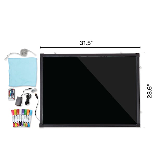 Alpine Industries LED Illuminated Hanging Message Writing Board 24" x 32" - 495-04